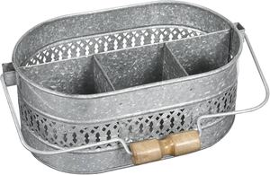 Functional galvanized utensil <b>caddy</b> for organizing <b>kitchen</b> cutlery with vintage finished for rustic dining table decor - Product Image 4