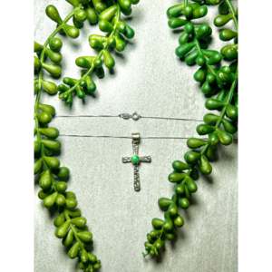 Collier en argent sterling et turquoise dorée Sonoran Allen Lee en forme de croix pour les occasions de cadeaux - Product Image 2
