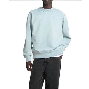 Men's Oversized <b>Crew</b> <b>Neck</b> <b>Sweatshirt</b> Solid Light Blue 100% Cotton Knitted Casual Pullover Autumn Wear wholesale rate - Product Image 2