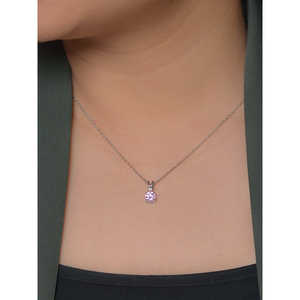 สร้อยคอจี้เพชรสีชมพูกะรัตทันสมัย1กะรัตสร้อยเงินสเตอร์ลิงชุบทอง18นิ้วแบบขยายขนาด2นิ้ว - Product Image 3