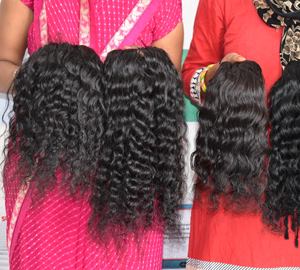 Extensiones de cabello humano virgen Remy indio dibujado doble del vendedor Paquetes de ondas rizadas Cutícula alineada Color natural Trama Doble - Product Image 6