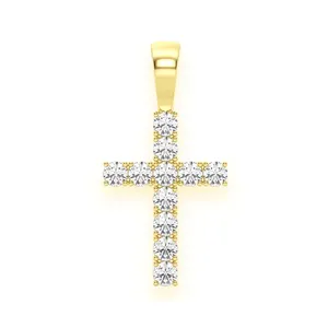 Diseño de moda Calidad Premium 1,11 CTS y 7,06 gramos Joyería de moda Solitario personalizado Cruz Moissanite Diamante Colgante