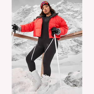 Chaqueta acolchada cálida de invierno para mujer, chaqueta tejida de manga larga transpirable con cremallera completa a prueba de viento - Product Image 1