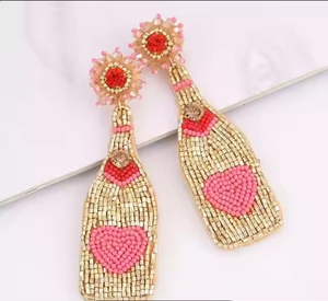 Pendientes de botón bordados con cuentas de semillas en forma de botella, joyería de moda, clásicos para fiesta, hechos a mano para mujeres y niñas, artesanías MD de la India - Product Image 4