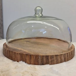 <b>Glass</b> cloche with wooden base <b>Glass</b> dome <b>cake</b> <b>stand</b> Wooden base <b>glass</b> <b>cake</b> dome <b>Cake</b> <b>stand</b> with <b>glass</b> cover <b>Glass</b> food - Product Image 1