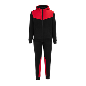 mens <b>red</b> black tracksuit set <b>hoodie</b> and joggers fleece sportswear warm gym training running full zip winter casual outfit - Product Image 1