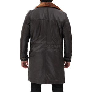 Abrigo de cuero informal para hombre de nuevo diseño de invierno de gran venta, servicio OEM de alta calidad, abrigo de cuero a bajo precio - Product Image 2