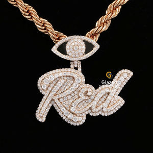 Hip Hop Trendy Letter Pendant Charms Iced Out Party con Vvs Clarity Round Brilliant Moissanite Diamonds en plata de ley 925 - Product Image 5