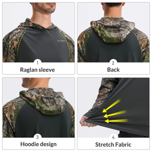 Sudadera de Pesca Gris Oscuro Personalizada con Mangas de Camuflaje, Secado Rápido, Protección UV, Camisa de Manga Larga para Actividades al Aire Libre para Hombre, UPF 50+ - Product Image 5