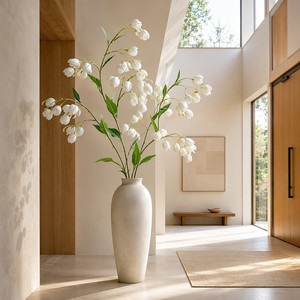 Elegante Flor Artificial de Seda con Forma de Linterna, Tallo Largo de 106 cm, <span class=keywords><strong>Flora</strong></span> Artificial Escultural para Decoración Moderna de Vestíbulo y Jarrones Altos - Product Image 1