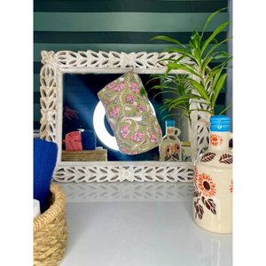 Ensemble de 3 articles de toilette imprimés de fleurs en coton indien, pochette cosmétique de voyage et kit de rasage et maquillage - Product Image 4