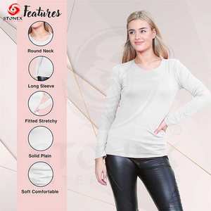 Nuevos diseños Camisetas de mujer ampliamente utilizadas Manga larga Top deportivo de mujer Cuello redondo regular con mangas largas - Product Image 5