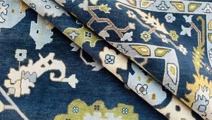 พรมผ้าไหมโอขนกำมะหยี่8x10แบบหรูหราชุดพรมผ้าฝ้ายถักมือดีไซน์วินเทจสีฟ้าสำหรับการอธิษฐานในห้องนั่งเล่น - Product Image 2