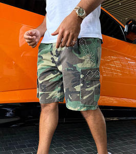 Pantalones cortos cargo personalizados de alta calidad, ropa de calle para hombre, venta al por mayor, pantalones cortos vaqueros para hombre, pantalones cortos cargo con tachuelas Vintage informales para exteriores - Product Image 5