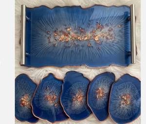 Plateau de service écologique en laiton de luxe sans poignée Meilleur plateau de service de haute qualité au design floral - Product Image 1