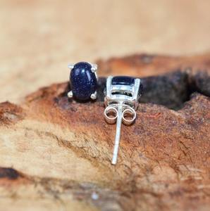 <b>Blue</b> Colour Sunstone Fashion <b>Earrings</b> June Birthstone 925 Sterling Silver Gemstone <b>Stud</b> <b>Earrings</b> Handmade Jewelry Gift for Her - Product Image 2