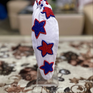 Stylish Indian Handwork Trendy Knotted Hairbands for <b>Women</b> Unique Fashion Accessory to Celebrate USA Independence Day - Product Image 1