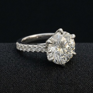 Anillo de Compromiso con Diamante Platino Brillante de Corte Brillante con Engaste de Garras, Certificado IGI, Elegante y Sencillo, Anillo de Boda Fino - Product Image 2