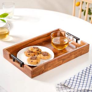 <b>kitchen</b> or dining Large wooden <b>tray</b> with metal handles Wooden breakfast <b>tray</b> with handlesRectangular wooden <b>tray</b> with handles - Product Image 3