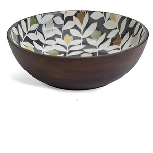 Cuencos de madera artesanales indios cuencos tallados ecológicos hechos a mano con esmalte colorido en el interior para servir ensaladas 2024 - Product Image 3
