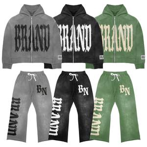 Winter Collection <b>Gym</b> Whole Sale Fashionable Trendy <b>Green</b> Color Screen Printed Training Zipper Hoodie Tracksuits for Unisex - Product Image 1