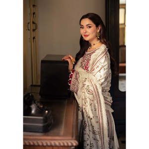 Colección ASIM JOFA-3PC DHANAK para Mujer, Camisa Elegante de Manga Larga con Cuello Redondo y Bordado de Lentejuelas, Pantalón Tipo Chal, BIC-4060 - Product Image 2