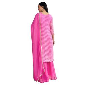 Costume Palazzo Rose en Soie Dola avec Zardosi Travail Vente en Gros Vêtements Ethniques pour Femmes OEM Fournisseur en Vrac d'usine de Vêtements Mode Personnalisée - Product Image 5