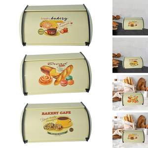 Caja de pan de Metal crema Vintage con tapa Retro Encimera Pan Keeper para decoración de hogar y panadería - Product Image 4