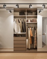 Armoire de chambre haute, moderne, sur mesure, ouverte, combinée, en bois et métal, pliable, pour vêtements