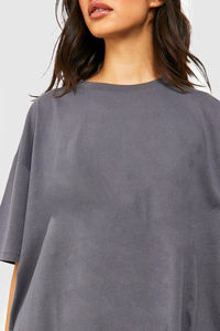 Camiseta transpirable 300GSM de hombro caído de peso pesado para mujer hecha a medida con logotipos impresos para ropa de calle de verano - Product Image 5