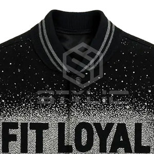 2025 High Quality Formal Stand Collar Low MOQ <b>Rhinestone</b> Varsity Winter <b>Jackets</b> Customized Front Logo Printed Breathable - Product Image 5