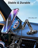 Support magnétique pour voiture avec chargeur sans fil rapide 15W, support de téléphone avec adhésif, 360° °   Support de téléphone mains libres rotatif en alliage de zinc