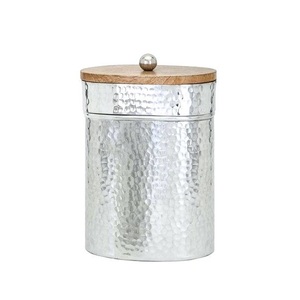 Lata de Metal de oro martillado, caja de almacenamiento hecha a mano de calidad Superfina, contenedor de almacenamiento martillado con forma redonda - Product Image 3