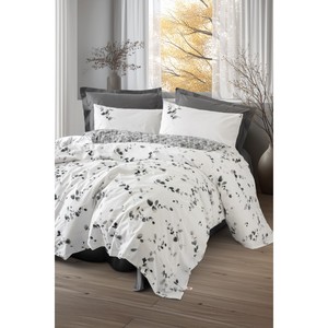 Queen Size Luxury Floral Cotton Duvet Cover <b>Set</b> Elaria Anthracite Double Dual for Bed <b>Comforter</b> Hotel Home Wedding Hospital Use - Product Image 1