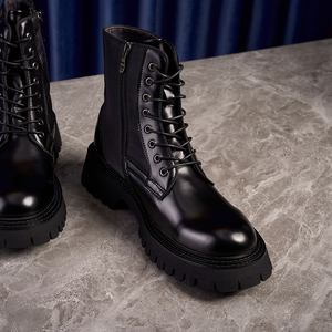 Nouvelles bottes de travail pour hommes, <span class=keywords><strong>style</strong></span> motard, en cuir véritable, à semelle épaisse, rehaussantes - Product Image 3