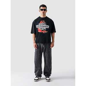 T-shirt de fitness Hell Star 100% coton, coupe ample, style streetwear avec logo imprimé, T-shirt de créateur - Product Image 3