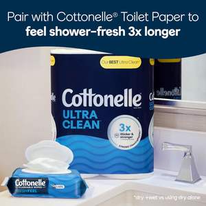 Cottonelle Ultra Clean <b>Toilet</b> Paper with Active CleaningRipples Texture, Strong Bath <b>Tissue</b>, 6 Family Mega Rolls = 33 Regular - Product Image 2