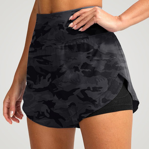 Pantalones cortos para correr 2 en 1 para mujer, ropa de gimnasia de entrenamiento personalizada transpirable para traje de verano con impresión de logotipo OEM, etiqueta privada disponible - Product Image 4