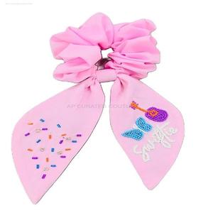 Top Selling Derby Handmade Beaded <b>Scrunchies</b> Stylish Seed Bead Hair Tie with Soft Fabric Strong Hold Fashion Hair Accessory - Product Image 2