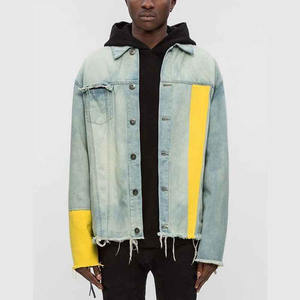 Nouvelle veste en denim dégradé automne-hiver sur mesure pour hommes, style américain délavé et vieilli, avec revers uni. - Product Image 1