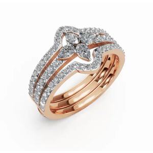 Stunning Pear Radiant <b>Petals</b> Dual-Band Lab Grown Diamond Ring 0.846 Ct 9 KT 14 KT 18 KT Gold Fine Jewelry Wholesale OEM Export - Product Image 5