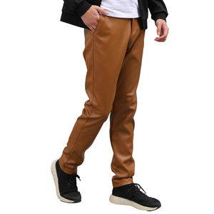 Pantalones de cuero de color sólido hechos a medida para hombres adultos diseño transpirable pantalones de cuero hechos de buena calidad - Product Image 2