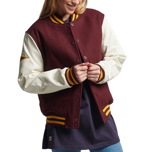 Veste d'hiver Letterman Varsity en cuir respirant avec logo personnalisé et décoration en fourrure couleur unie avec tissu de qualité supérieure - Product Image 1