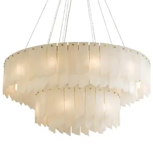 Lustre moderne EiraLuxe en acrylique blanc chaud et aluminium pour la maison, l'hôtel, le restaurant, le centre commercial, la villa, l'espace intérieur, long pour la salle, le bar - Product Image 1