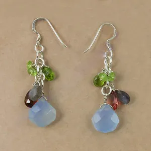 Pendientes Colgantes de Calcedonia en Plata 925 para Mujer - Product Image 1
