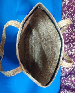 กระเป๋าโท้ทปอกระเจาขนาด17 "x 17" ที่เป็นมิตรกับสิ่งแวดล้อมผ้าทอมือขนาดใหญ่พร้อมสายรัดปิดซิปและตกแต่งตัวอักษร - Product Image 4