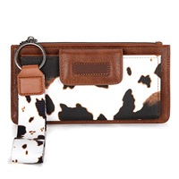 Portefeuille long vintage occidental en similicuir à motif vache, pochette de luxe en similicuir à motif pour femme, porte-cartes et porte-téléphone