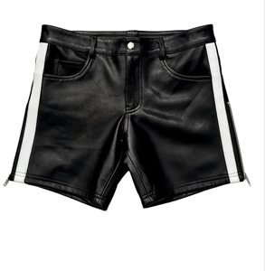 Shorts chauds décontractés vintage taille moyenne respirables en coton noir véritable faits à la main pour hommes - Product Image 1