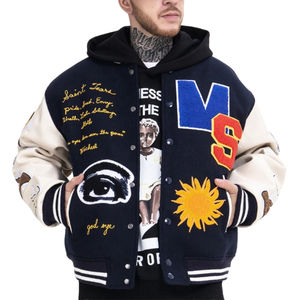 Chaqueta universitaria de algodón personalizada al por mayor con forro de poliéster, diseño de botones, chaqueta de béisbol de talla grande para invierno - Product Image 4