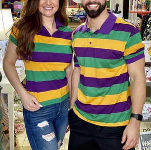 NOUVEAU 2024 Nouveau Polo Homme Femme Casual à Rayures de Carnaval de la Nouvelle-Orléans Motif PGG 100% Coton Séchage Rapide Écologique - Product Image 5